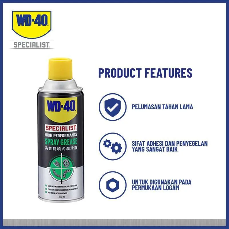 WD-40 Specialist Spray Grease 360ml - Pelumas Gemuk Semprot (Bening)