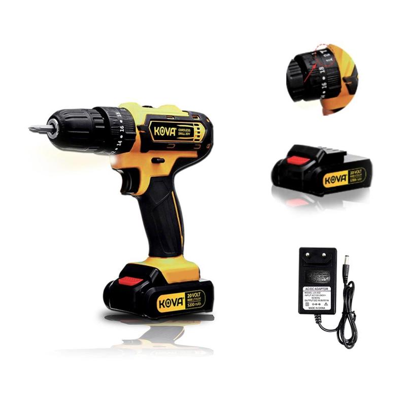 Kova Cordless Impact Drill 20 V Bor Baterai Tembok