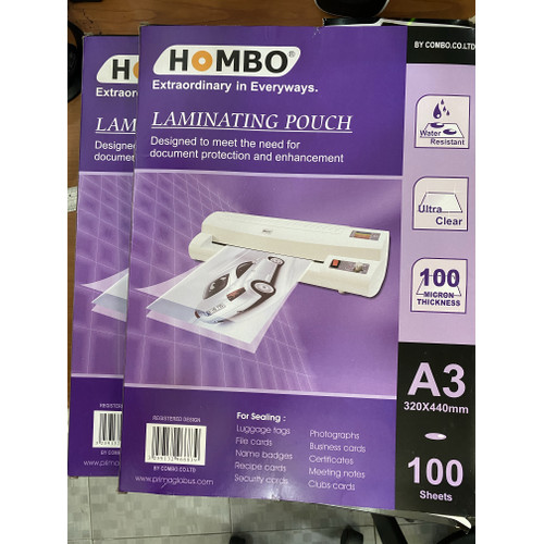 Laminating Filrn {1 pack = 100 pcs}, Uk. A3