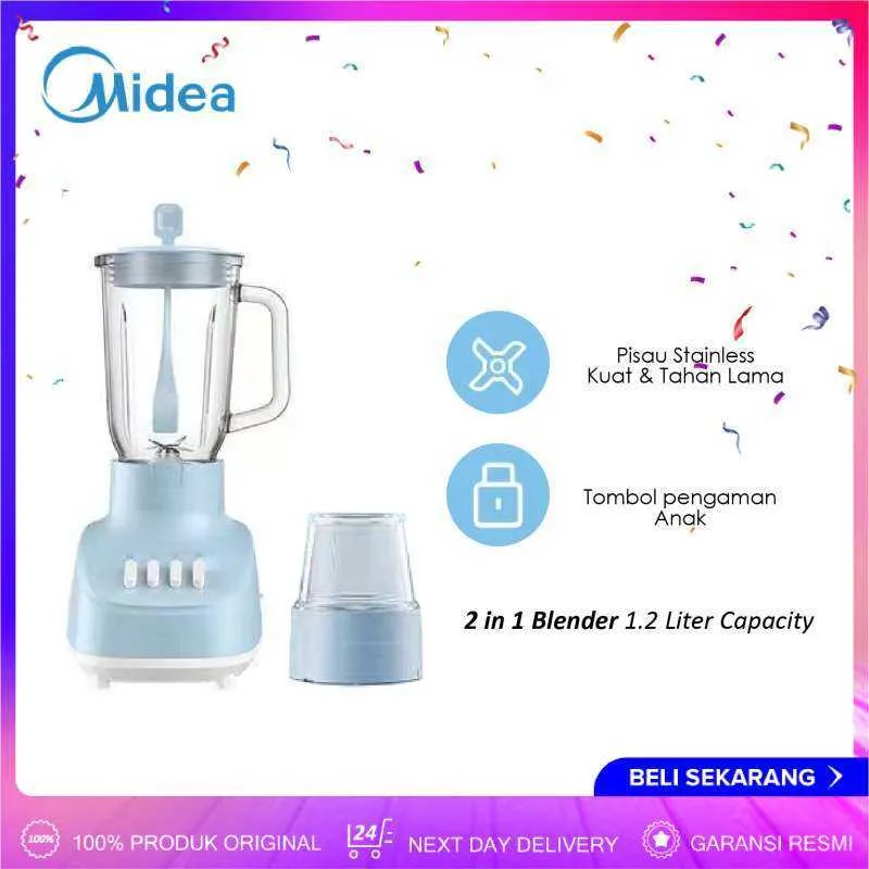 Midea Blender Kaca 1.2 Liter 2in1 - BL6008BW (Blender dan Grinder)