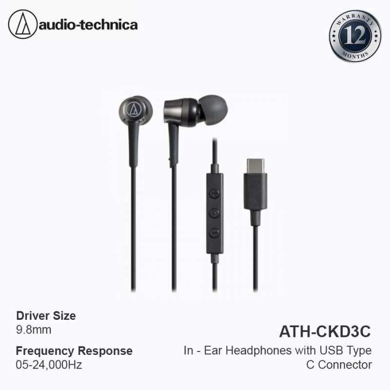 Audio-Technica ATH-CKD3C In - Ear Headphones with USB Type C Connector