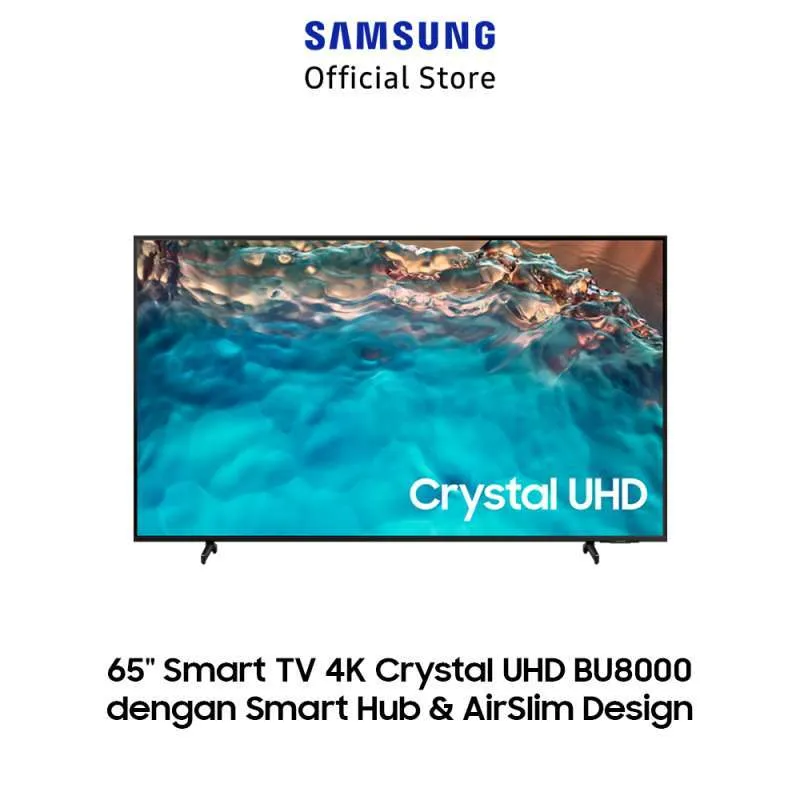 Samsung Smart TV 65 Inch 4K Crystal UHD BU8000 dengan Smart Hub & AirSlim Design - UA65BU8000KXXD