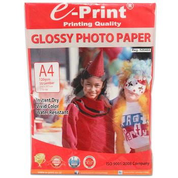 E-Print Glossy Photo Paper For Inkjet Printer Size A4 - 120 gram @50 sheets / Pack