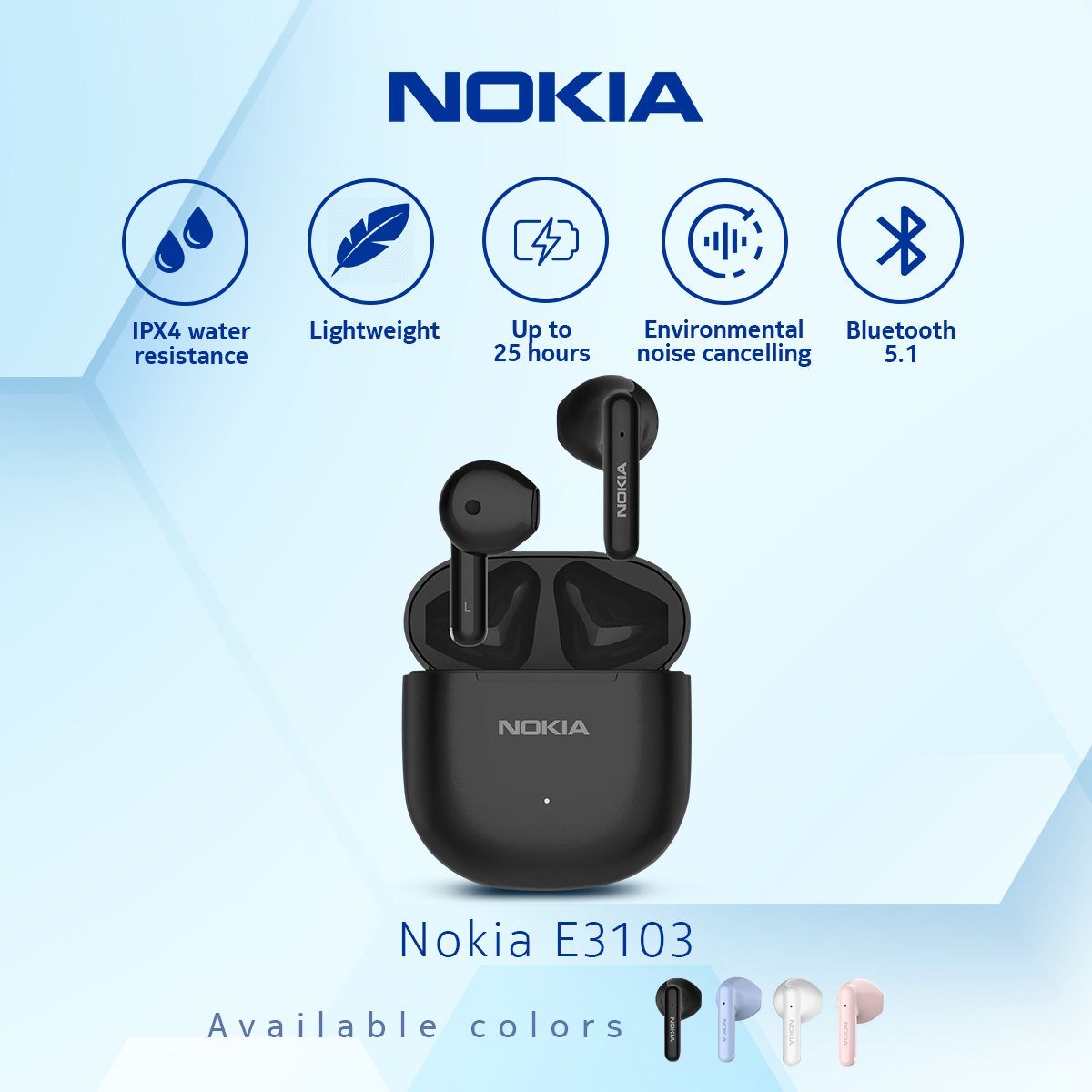 Nokia E3103 ENC True Wireless Earphones TWS Less Latency HD - BLACK