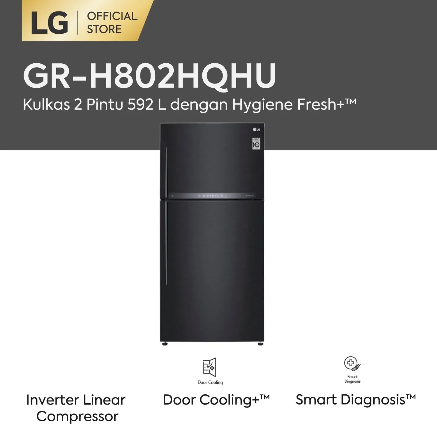 LG GR-H802HQHU Kulkas 2 Pintu [630 L-592 L]