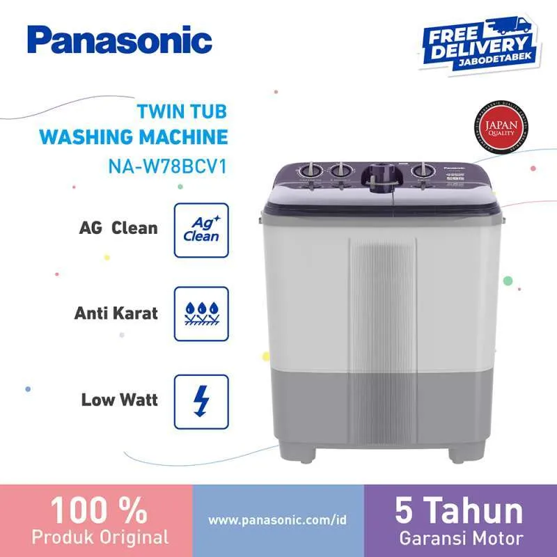 Panasonic NA-W78BCV1 Twin Tub Mesin Cuci [7.5 Kg]