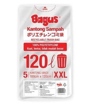 Bagus Kantong Sampah XXL 5 Uk. 100 Cm x 120 Cm (120 L) 1 Pack Isi 5