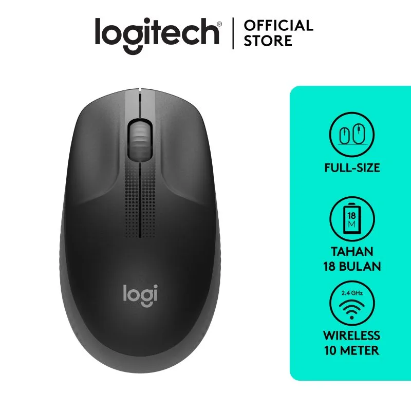 Logitech M191 Full Size Wireless Mouse - Mid Grey