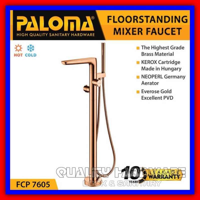 Kran Bathtub Lantai Paloma FCP 7605 Keran Mixer Bathtub Shower Panas Dingin Floor & Hand Shower