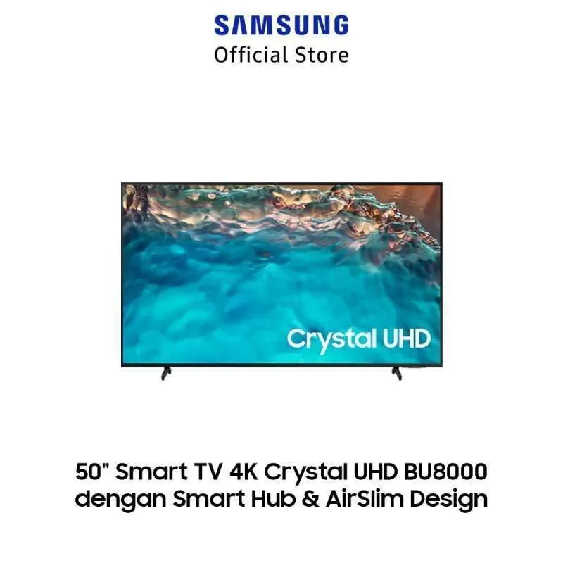 Samsung Smart TV 50 Inch 4K Crystal UHD BU8000 dengan Smart Hub & AirSlim Design - UA50BU8000KXXD
