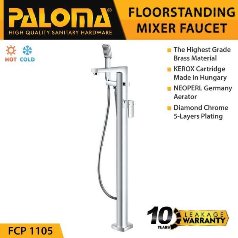 Kran Bathtub Lantai Paloma FCP 1105 Keran Mixer Bathtub Shower Panas Dingin Floor & Hand Shower