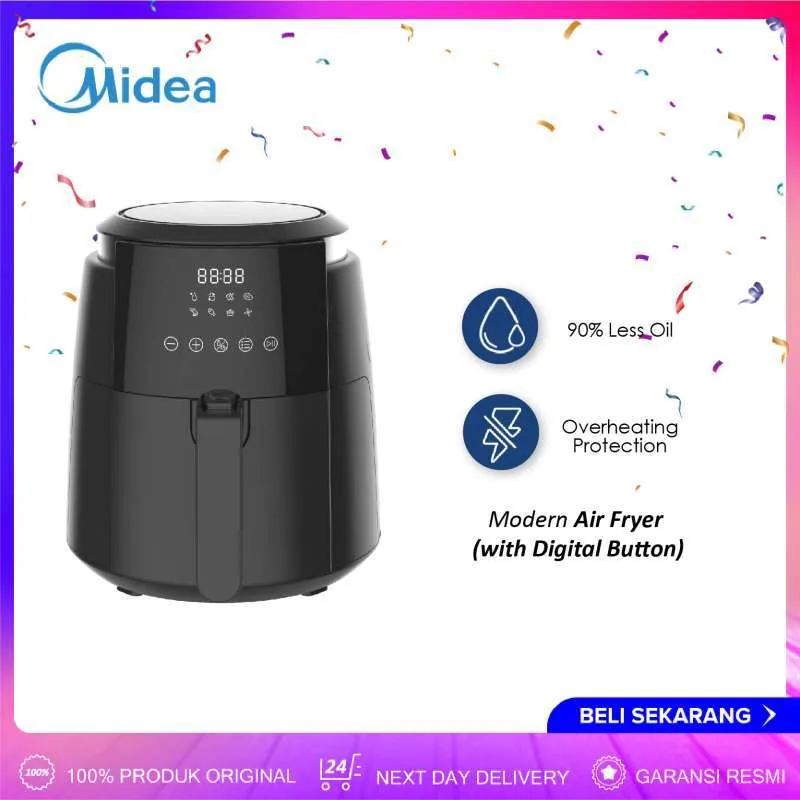 Midea Air Fryer MF-CN35B - Kapasitas 4.7L -Penggoreng Elektrik Digital
