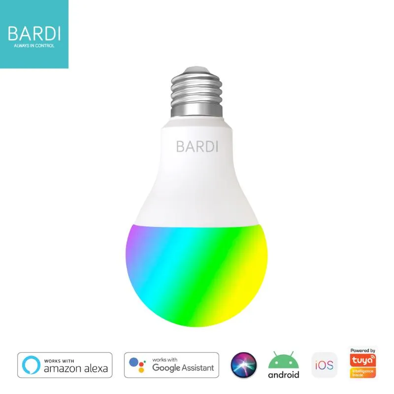 Bardi Indonesia Home Automation RGB+WW Smart Light Bulb [12 W/ Wifi Wireless IoT] MULTI COLOUR