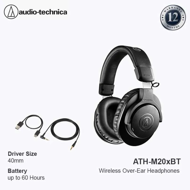 Audio-Technica ATH-M20xBT Wireless Over-Ear Headphones