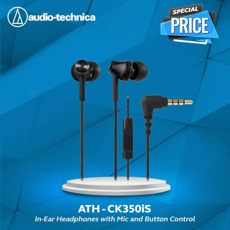 Audio-Technica ATH-CK350iS Earphone with Mic - Black