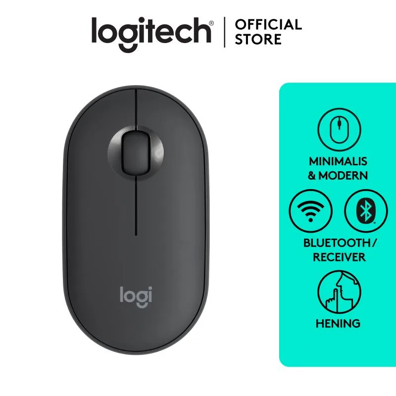 Logitech Pebble Wireless Bluetooth Mouse Silent M350 - Graphite