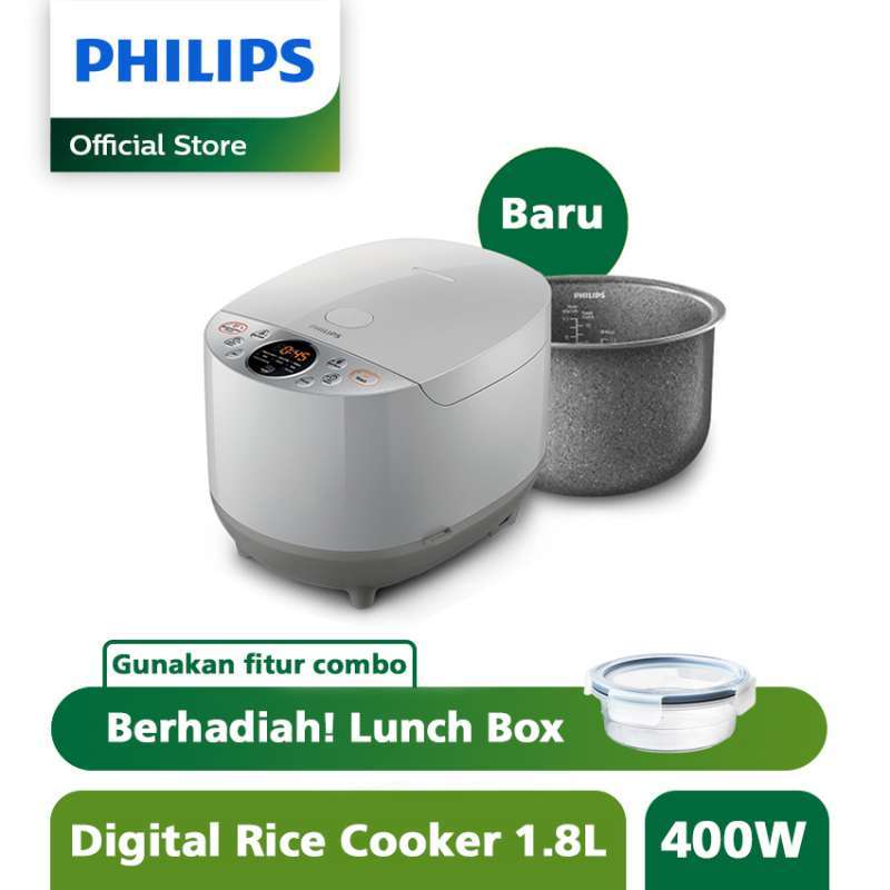 PHILIPS HD4515-30 Fuzzy Logic Digital Rice Cooker [1.8 L] - Abu-Abu