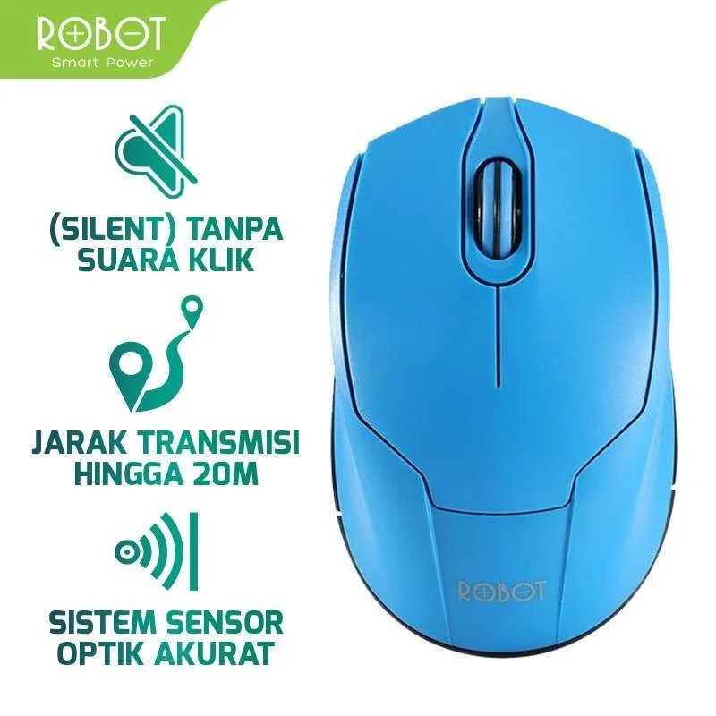 ROBOT M310 2.4G Wireless Optical Mouse Silent Click Blue