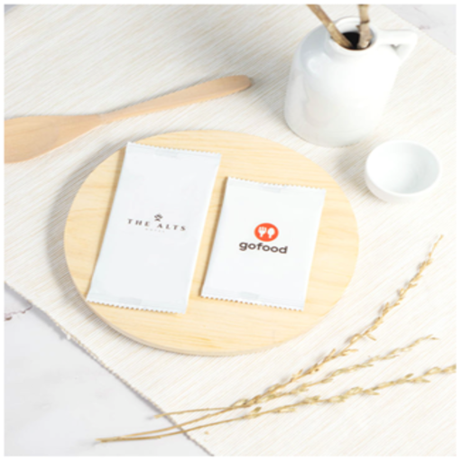 Wet Tissue Semi Custom Sticker Logo 6x10 Packaging