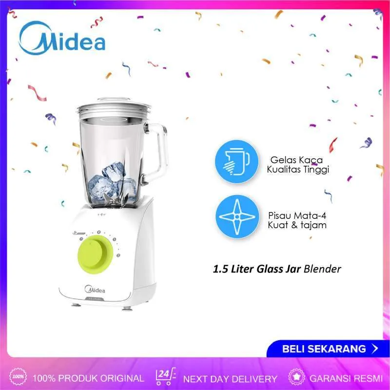 Midea Blender 1.5 Liter 2in1 Gelas Kaca BLG-1501