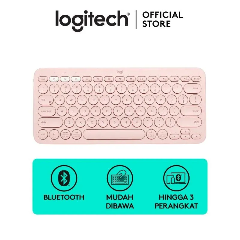 Logitech K380 Multi Device Bluetooth Keyboard Rose - Windows, Mac, Chrome OS, Android, Ipad Compatible
