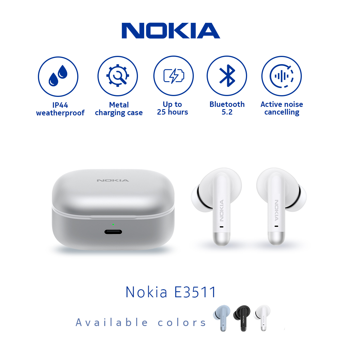 Nokia E3511 ANC True Wireless Earphones TWS Low Latency HD - WHITE