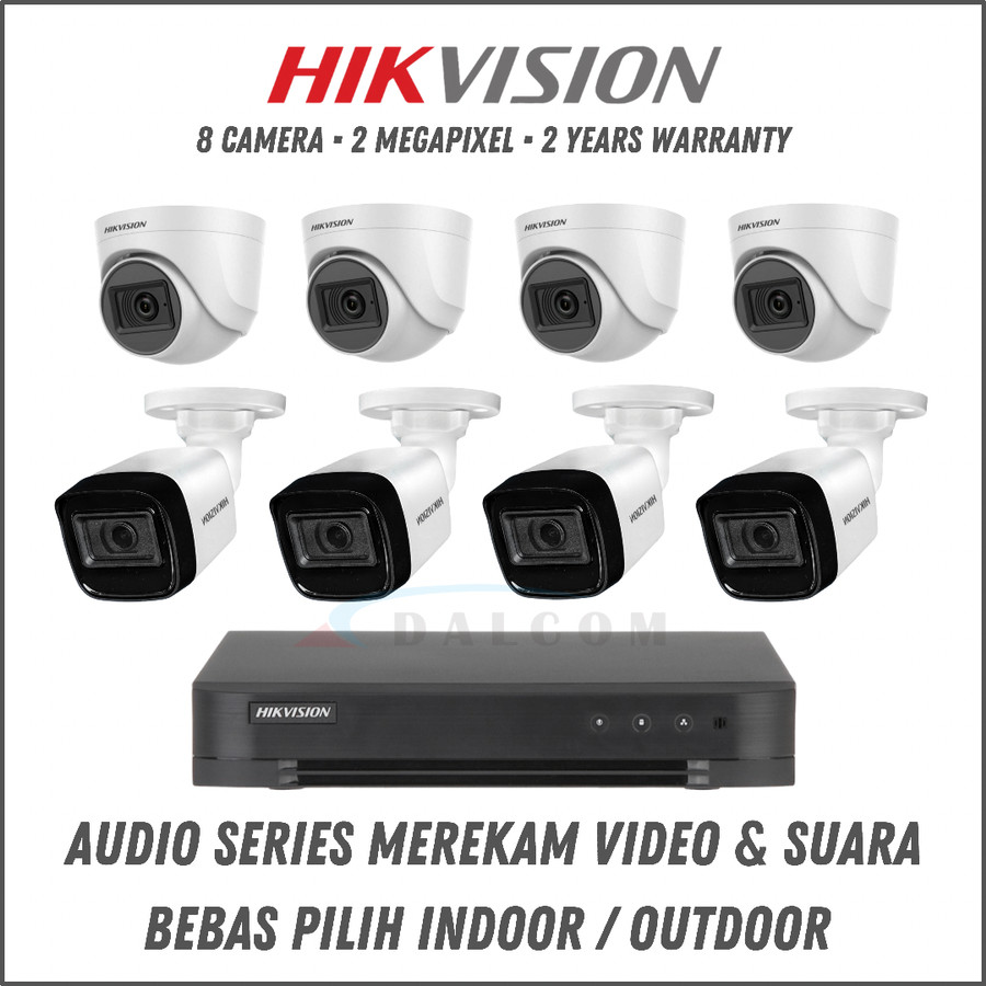 PAKET CCTV HIKVISION 8 CHANNEL 8 KAMERA TURBO HD 1080P 2MP - TANPA HDD