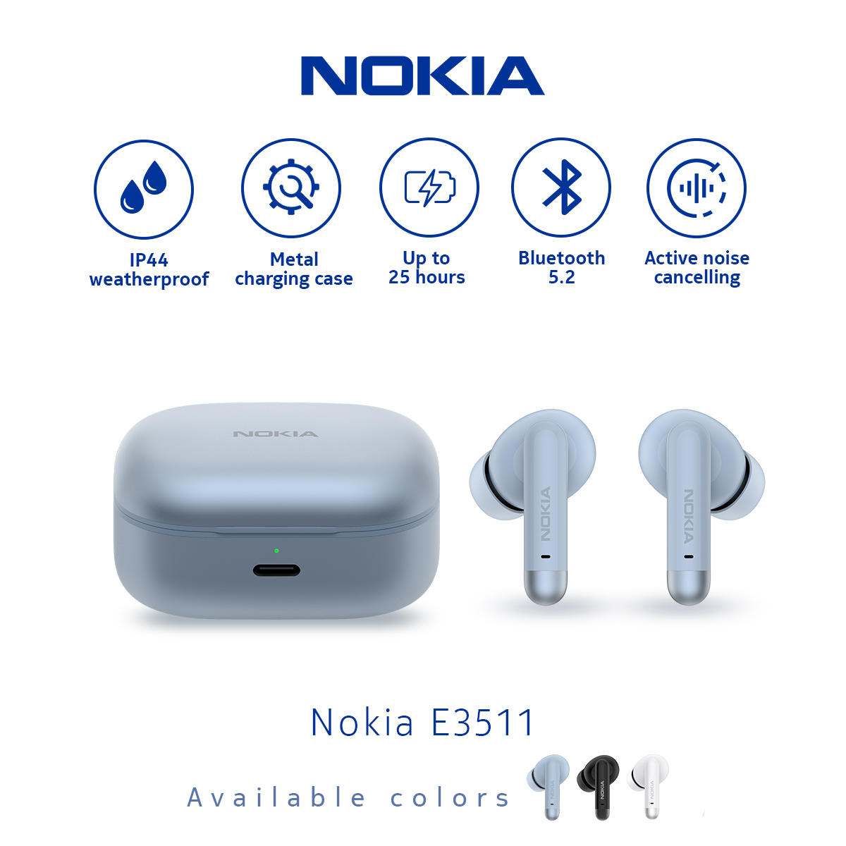 Nokia E3511 ANC True Wireless Earphones TWS Low Latency HD - BLUE