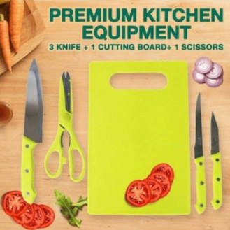 Talenan Full Set 5 in 1 Pisau Telenan Gunting Knife Cutting Board On