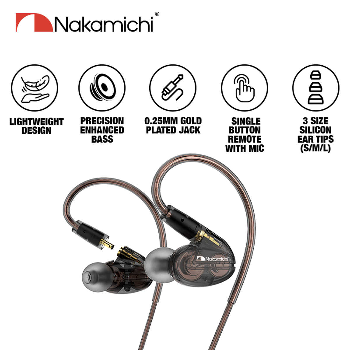 Nakamichi HQ 200 Dual Dynamic Driver In Ear Monitor Wired Earphone IEM