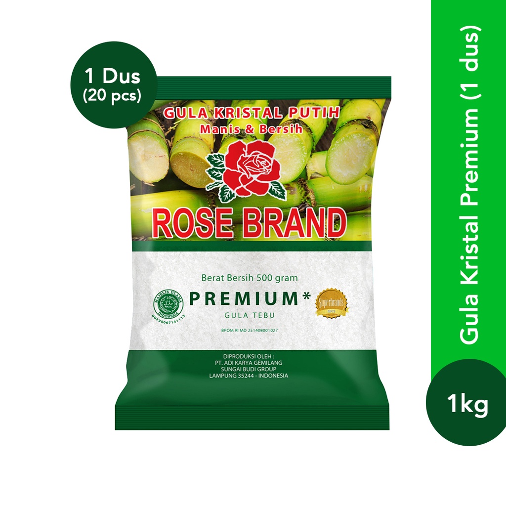 Gula Premium Rose Brand 1kg (1 dus isi 20 bks)
