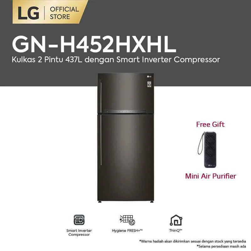 LG GN-H452HXHL Kulkas 2 Pintu Inverter Linear Compressor [437 L -410 L] HITAM