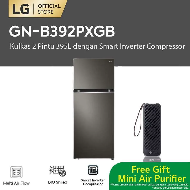 LG GN-B392PXGB Smart Inverter Compressor Kulkas 2 Pintu [395L]