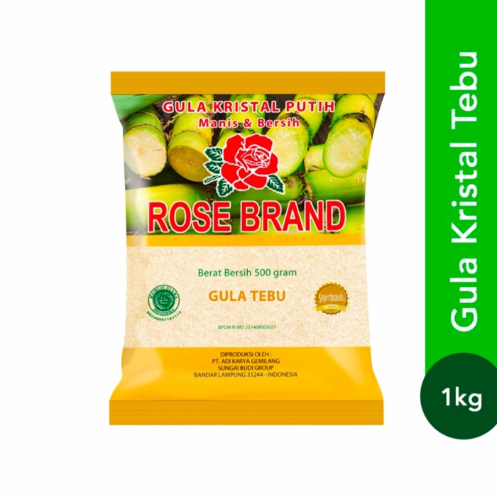Gula Tebu Rose Brand 1kg (1 dus isi 20 bks)