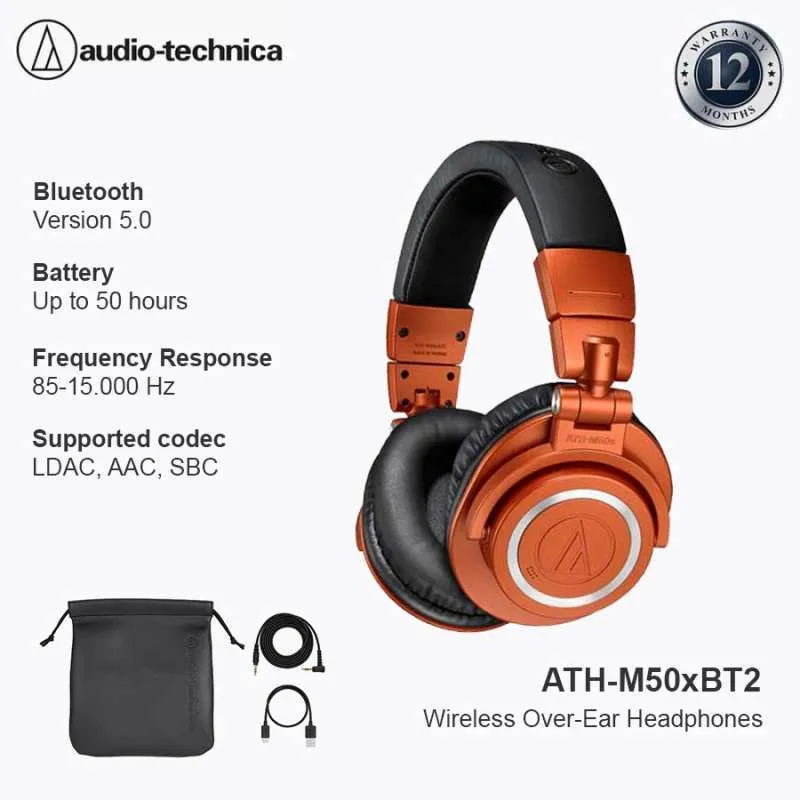 Audio-Technica ATH-M50x BT2 Monitoring Bluetooth Headphones - MO
