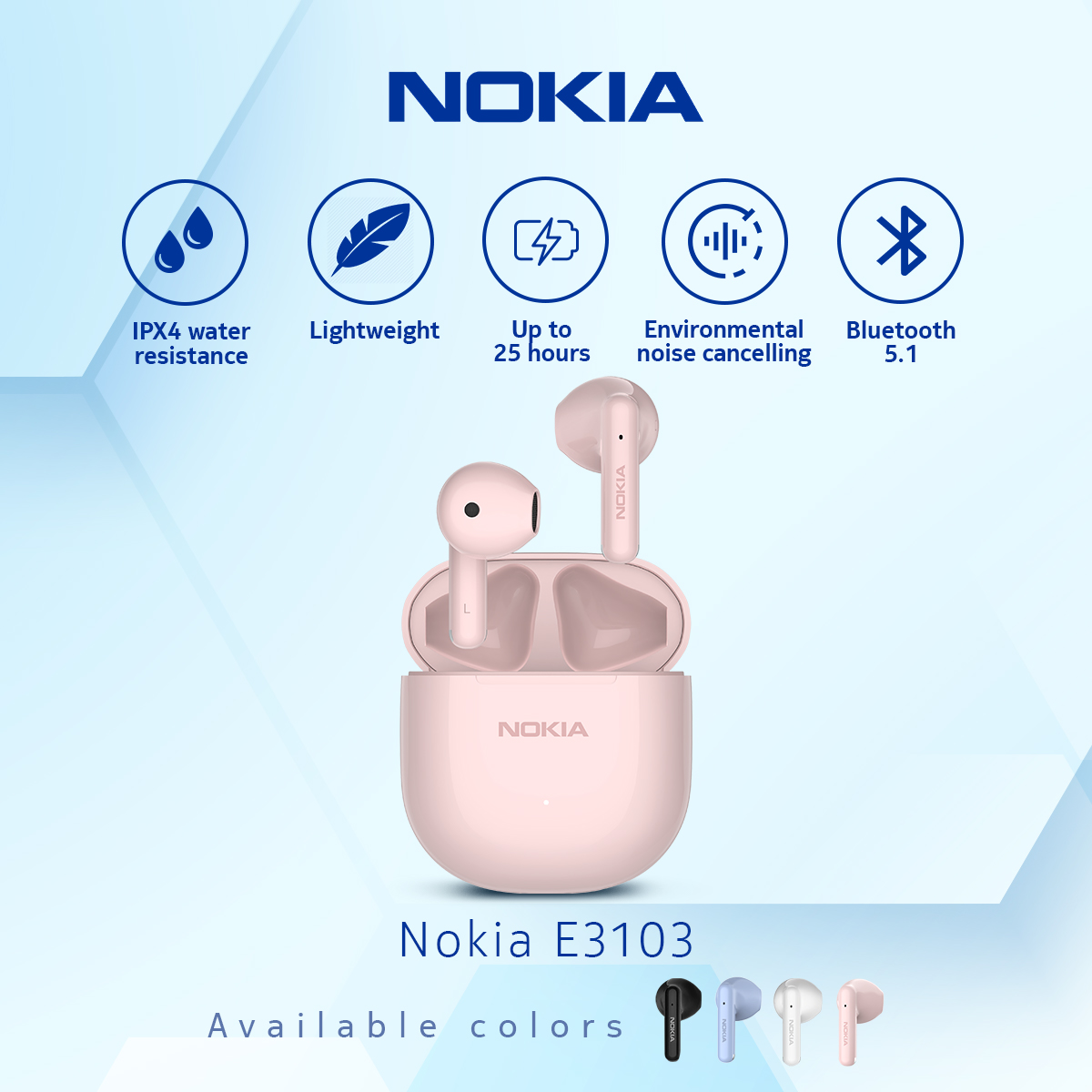 Nokia E3103 ENC True Wireless Earphones TWS Less Latency HD - PINK