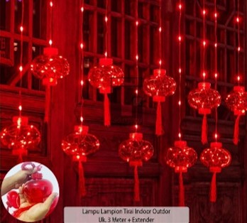 Lampu Tirai Led Lampion Hiasan Imlek P: 3 Mtr T: 80Cm 10 Lampion