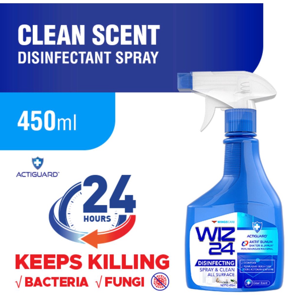 WIZ24 DISINFECTANT Spray CLEAN Scent 450ML (1box 12pcs)
