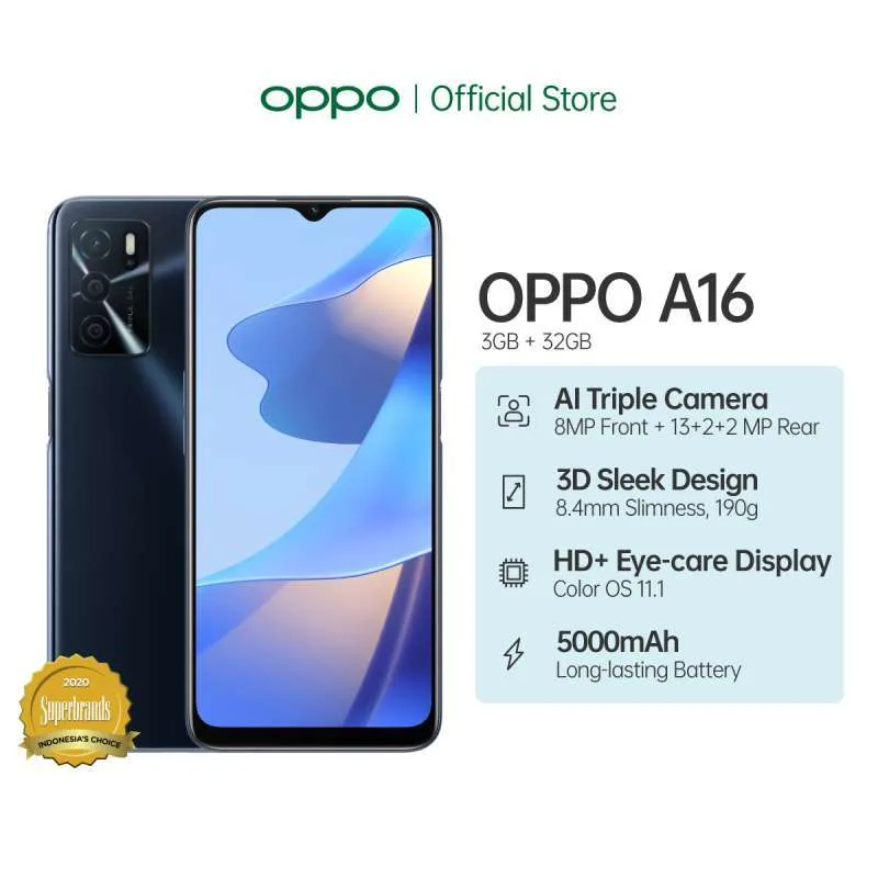 OPPO A16 Smartphone [3GB/ 32GB]