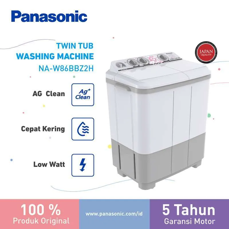 Panasonic NA-W86BBZ2H Mesin Cuci 2 Tabung [8.5 Kg]